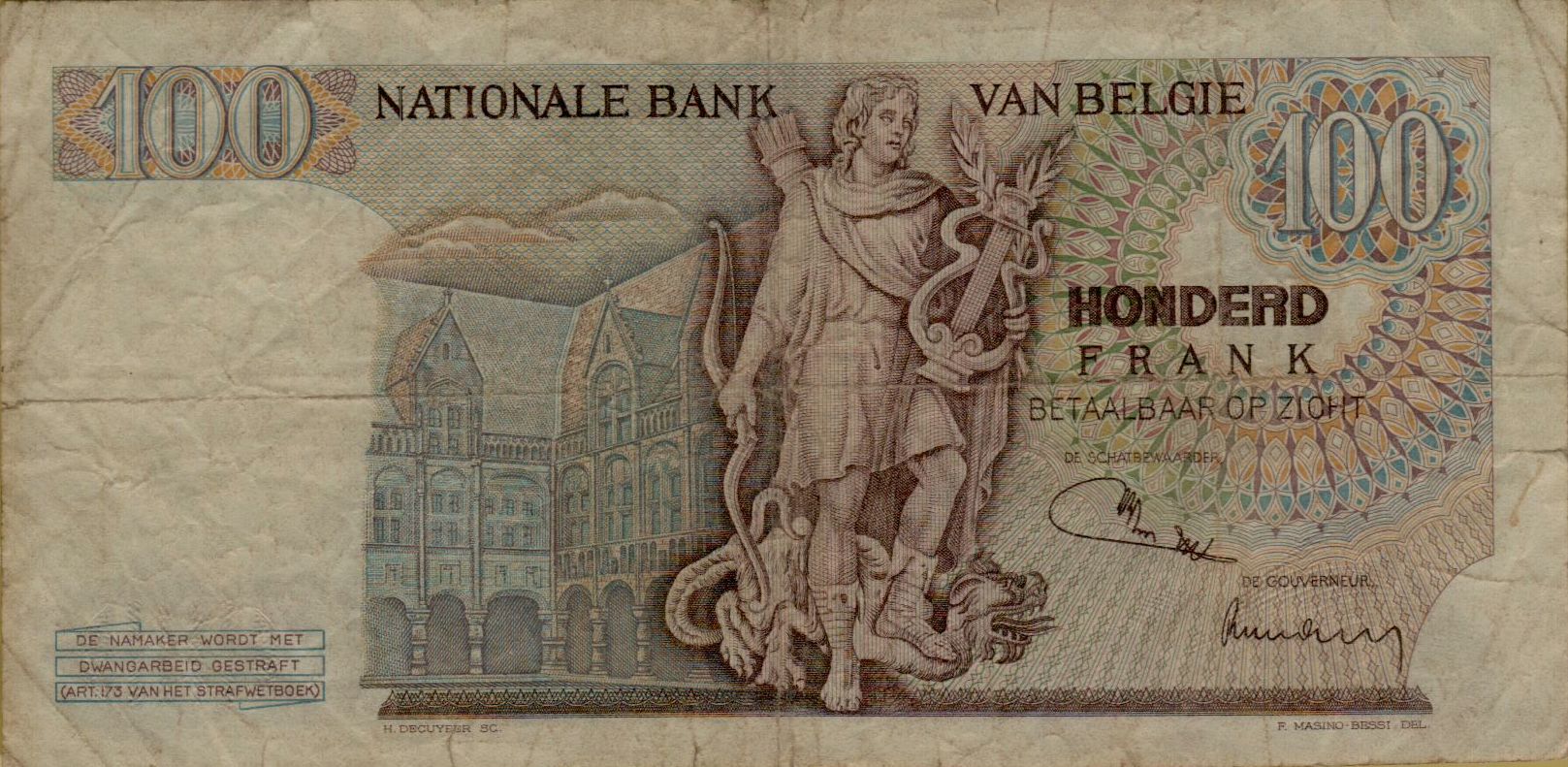 Belgium 100 1974 VF P-134/b